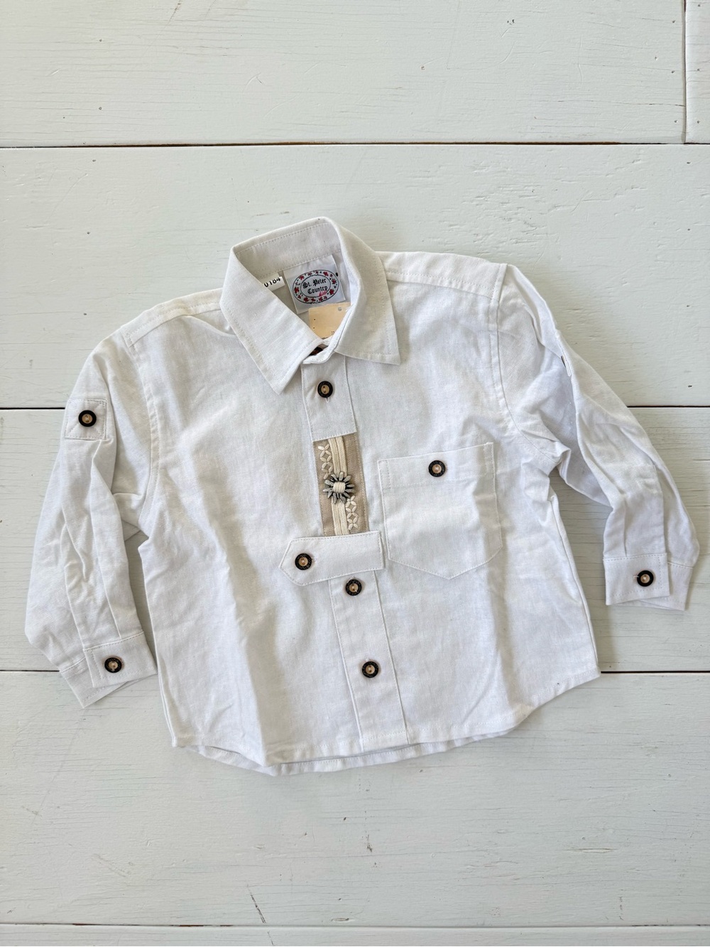 St.Peter Country Trachten Button Down Kids Shirt Traditional German Bavarian 2T